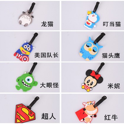 {READY STOCK} Cartoon Traveling Luggage Tag/Cartoon Tag Silicone Sleeve Boarding 卡通旅游行李牌 Name Address