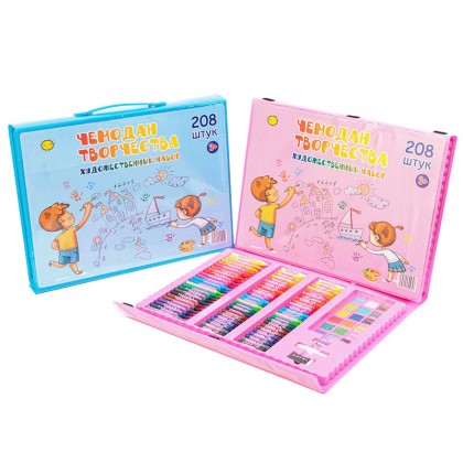{M'SIA STOCK} 208 Pcs Stationery Kids Painting Board Pen Colour Crayon Marker Pencil Drawing Art Set With Storage Case Children Set Tools 208只儿童彩色笔文具套装Lukisan Set