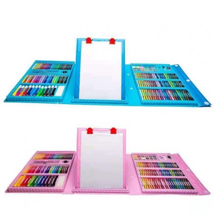 {M'SIA STOCK} 208 Pcs Stationery Kids Painting Board Pen Colour Crayon Marker Pencil Drawing Art Set With Storage Case Children Set Tools 208只儿童彩色笔文具套装Lukisan Set