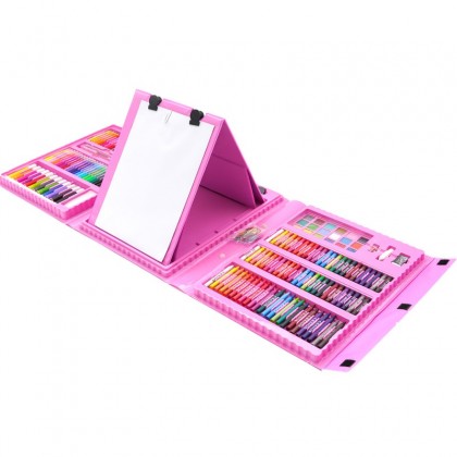 {M'SIA STOCK} 208 Pcs Stationery Kids Painting Board Pen Colour Crayon Marker Pencil Drawing Art Set With Storage Case Children Set Tools 208只儿童彩色笔文具套装Lukisan Set