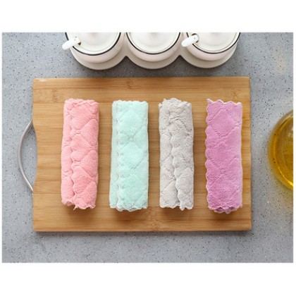 {M'SIA STOCK} Kitchen Dish Towel Rag Non-stick Oil Double-layer Dish Cloth Kitchen Cleaning Wipes 1pcs 双面抹布Kain Lap Meja